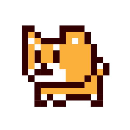 Pixel art of the japanese dog breed Shiba Inu.